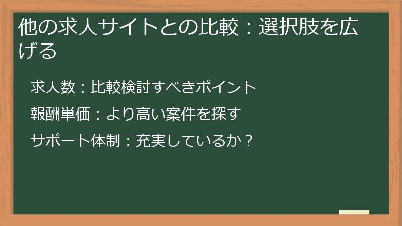 他の求人サイトとの比較：選択肢を広げる