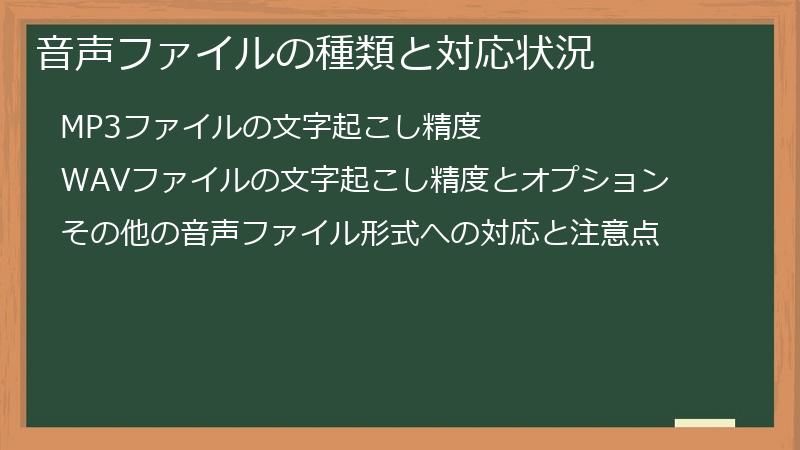 音声ファイルの種類と対応状況