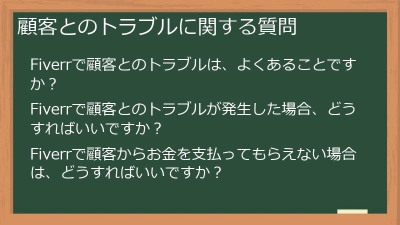 顧客とのトラブルに関する質問