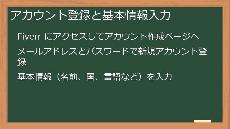 アカウント登録と基本情報入力
