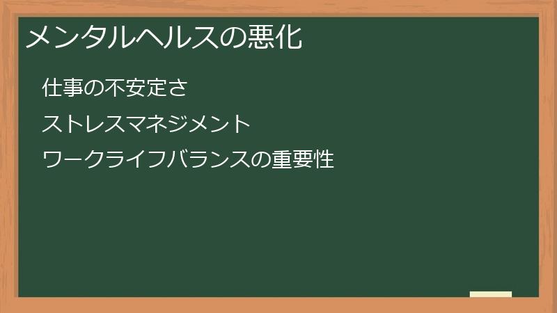 メンタルヘルスの悪化