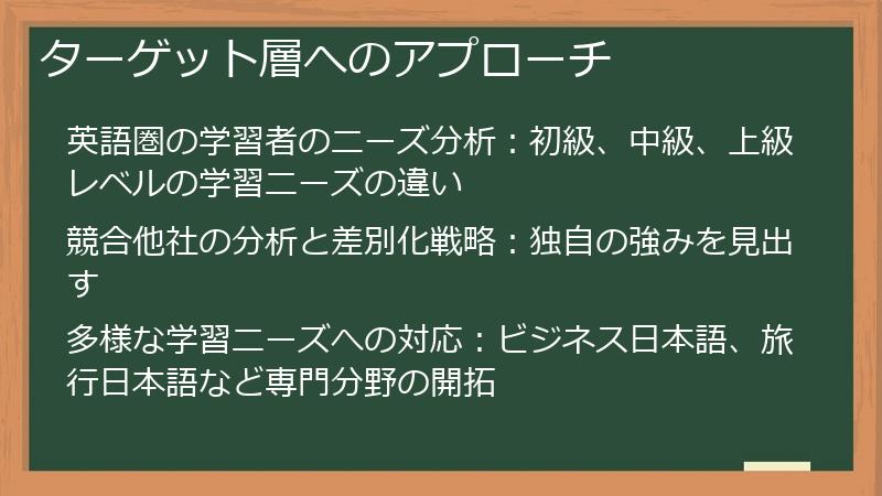 ターゲット層へのアプローチ