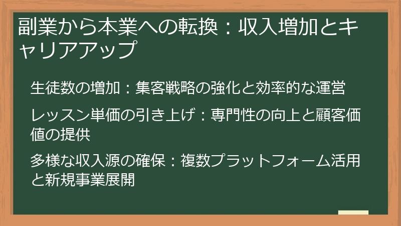 副業から本業への転換：収入増加とキャリアアップ