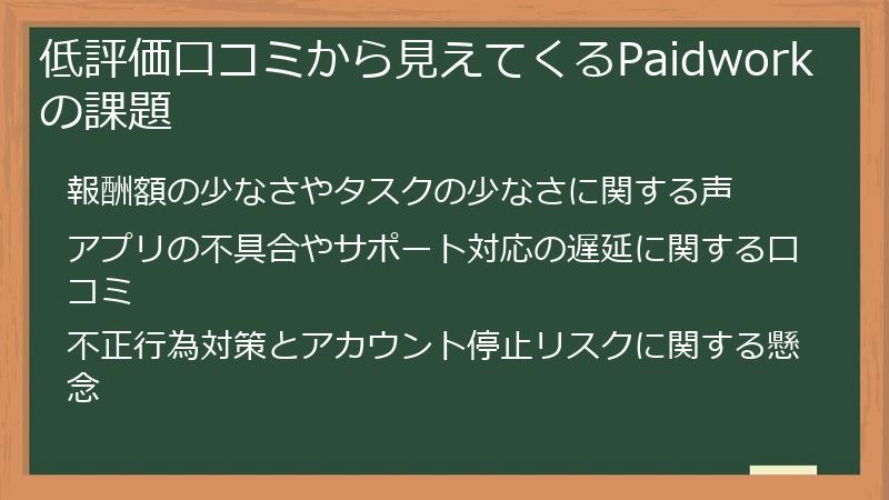 低評価口コミから見えてくるPaidworkの課題