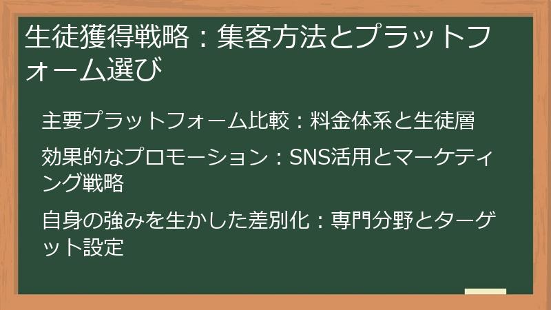 生徒獲得戦略：集客方法とプラットフォーム選び