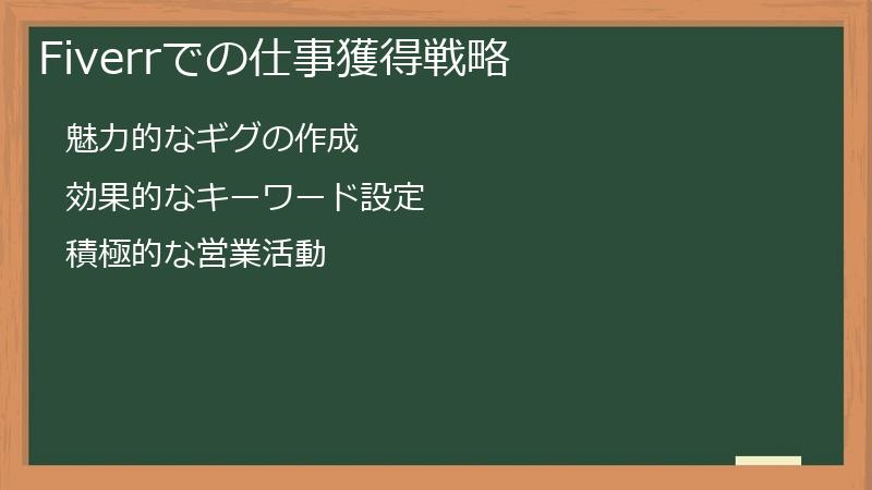 Fiverrでの仕事獲得戦略