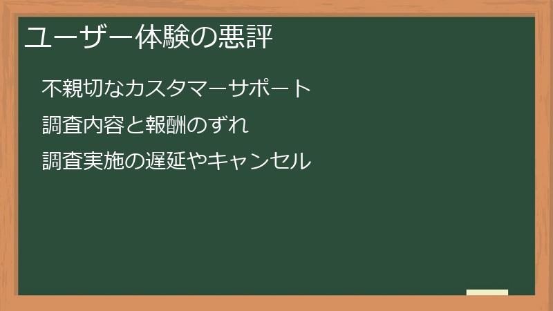 ユーザー体験の悪評