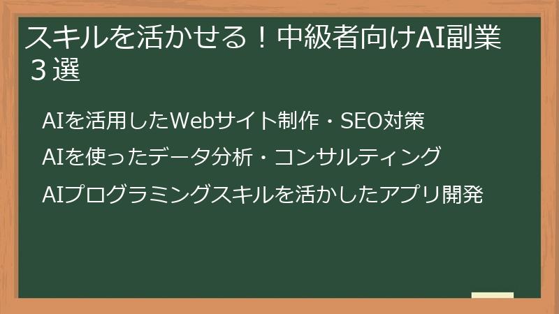 スキルを活かせる！中級者向けAI副業３選