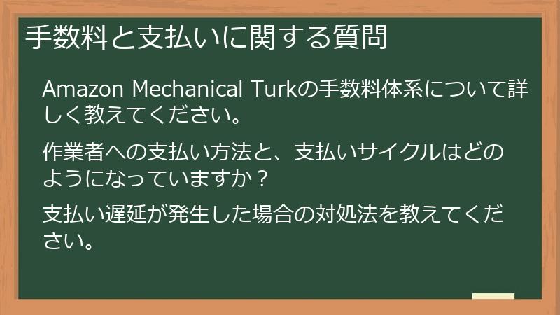 手数料と支払いに関する質問