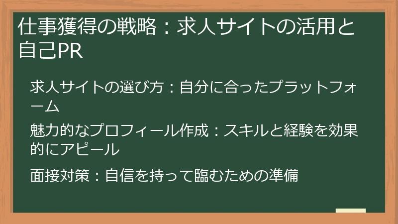 仕事獲得の戦略：求人サイトの活用と自己PR