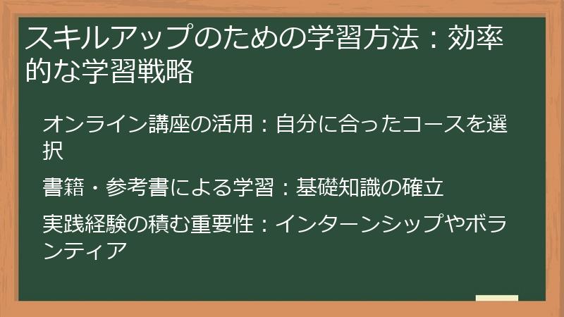 スキルアップのための学習方法：効率的な学習戦略