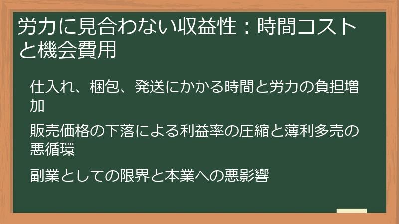 労力に見合わない収益性：時間コストと機会費用