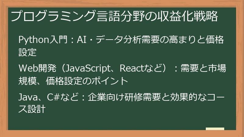 プログラミング言語分野の収益化戦略