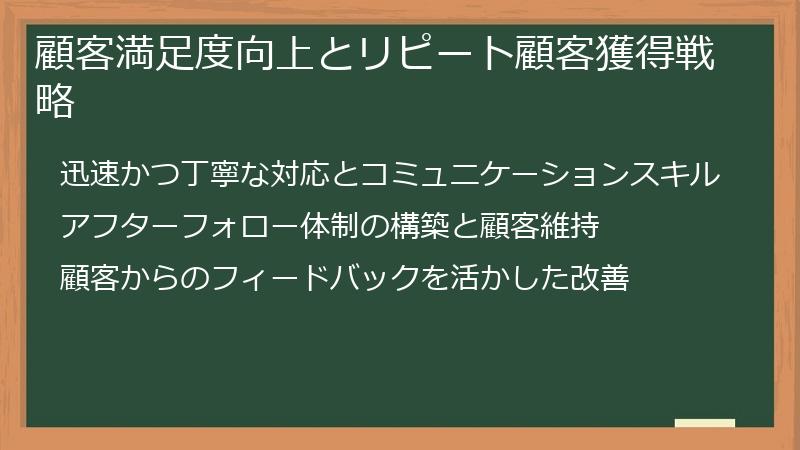 顧客満足度向上とリピート顧客獲得戦略