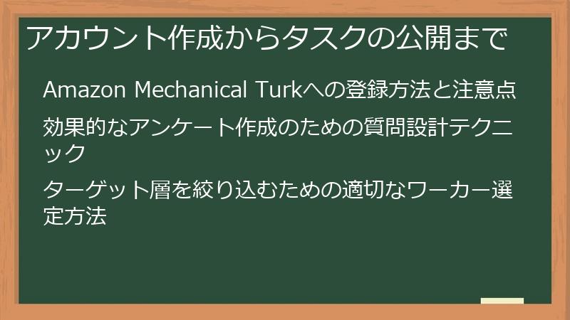 アカウント作成からタスクの公開まで