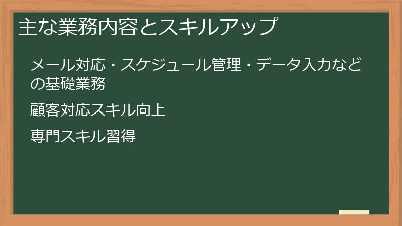 主な業務内容とスキルアップ