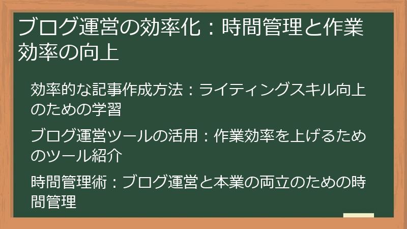 ブログ運営の効率化：時間管理と作業効率の向上