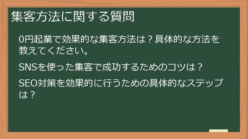 集客方法に関する質問