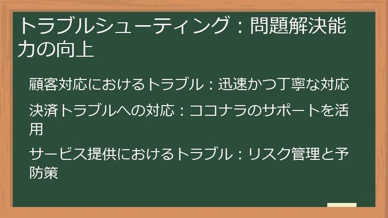 トラブルシューティング：問題解決能力の向上