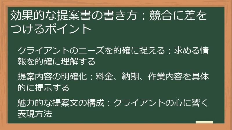 効果的な提案書の書き方：競合に差をつけるポイント