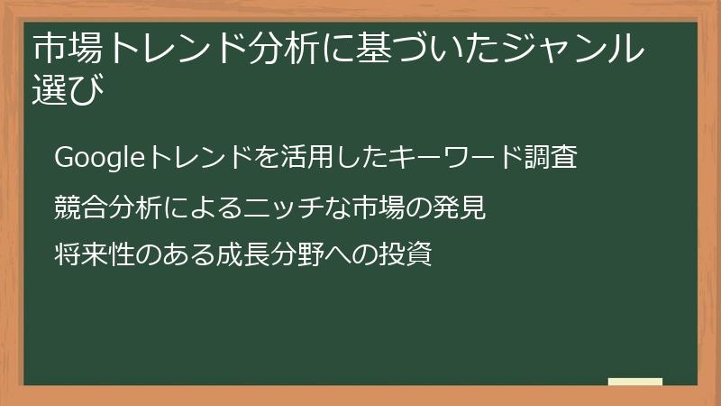 市場トレンド分析に基づいたジャンル選び
