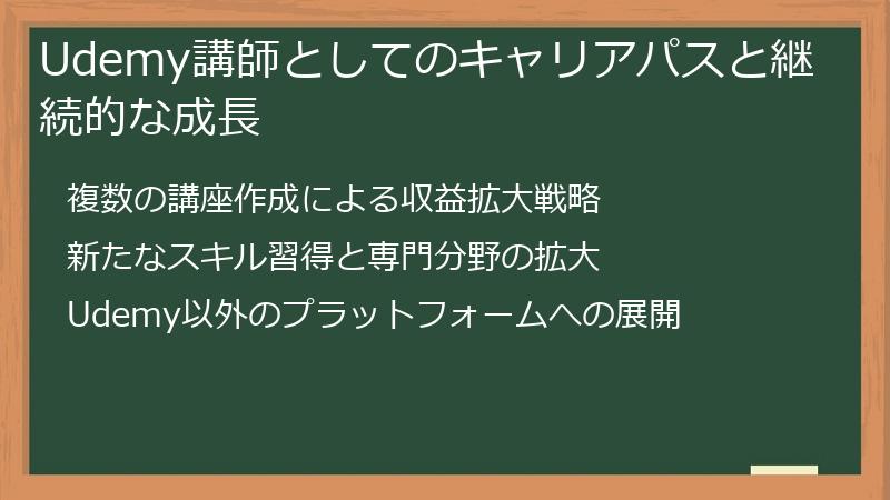 Udemy講師としてのキャリアパスと継続的な成長