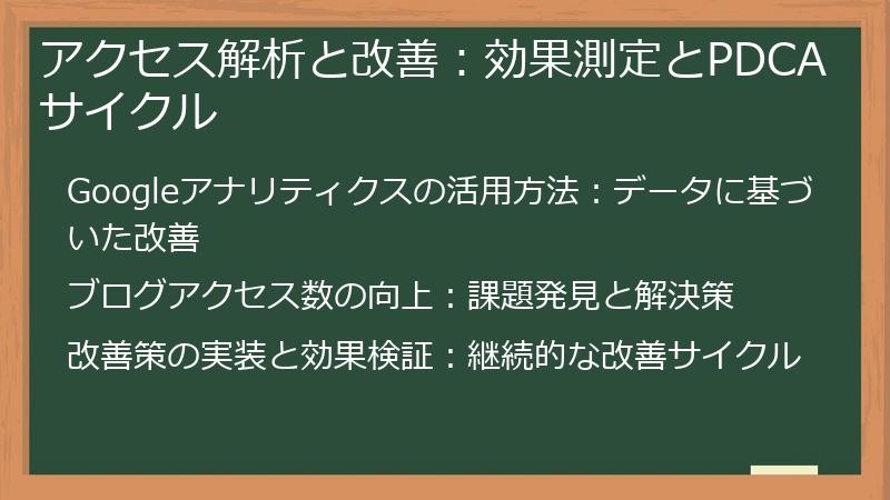 アクセス解析と改善：効果測定とPDCAサイクル