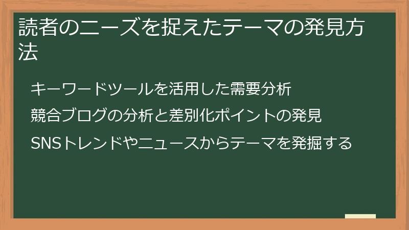 読者のニーズを捉えたテーマの発見方法