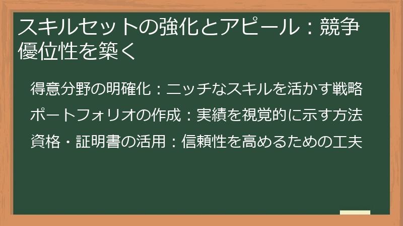 スキルセットの強化とアピール：競争優位性を築く
