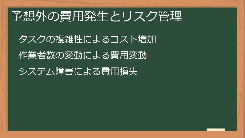 予想外の費用発生とリスク管理