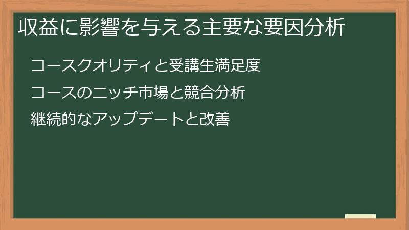 収益に影響を与える主要な要因分析