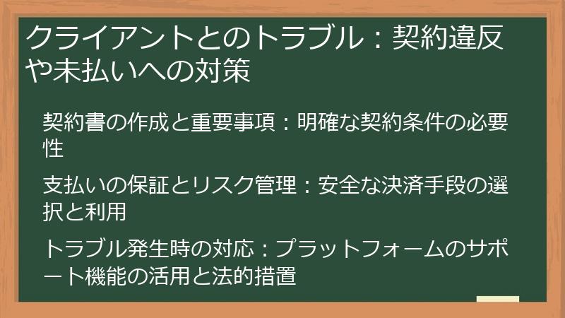 クライアントとのトラブル：契約違反や未払いへの対策