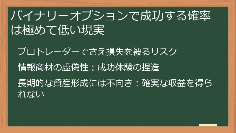 バイナリーオプションで成功する確率は極めて低い現実