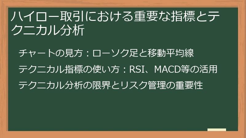 ハイロー取引における重要な指標とテクニカル分析