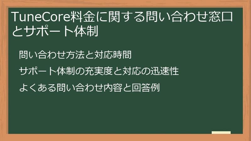 TuneCore料金に関する問い合わせ窓口とサポート体制