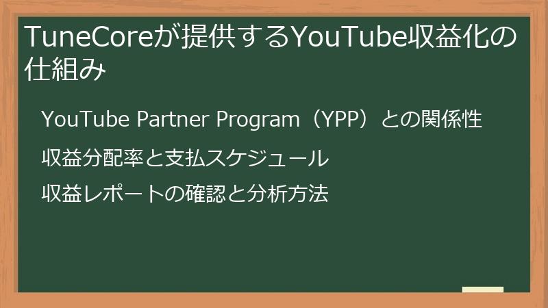 TuneCoreが提供するYouTube収益化の仕組み