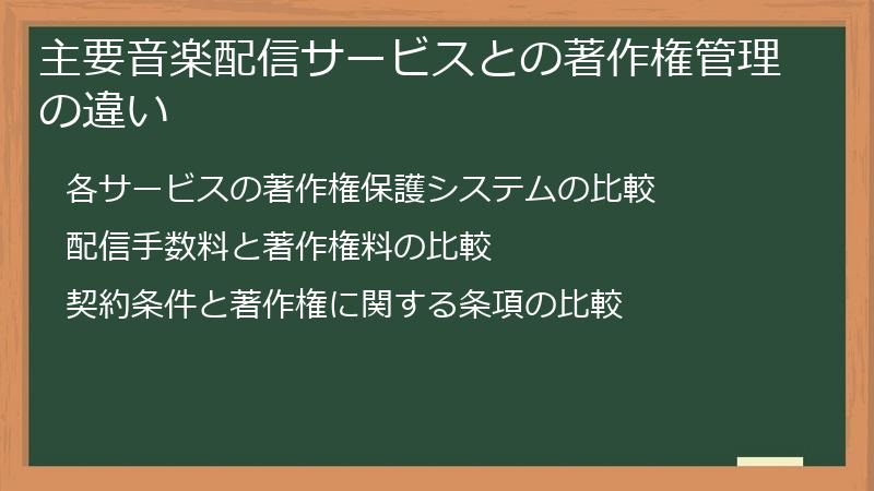 主要音楽配信サービスとの著作権管理の違い