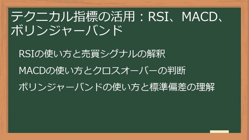 テクニカル指標の活用：RSI、MACD、ボリンジャーバンド