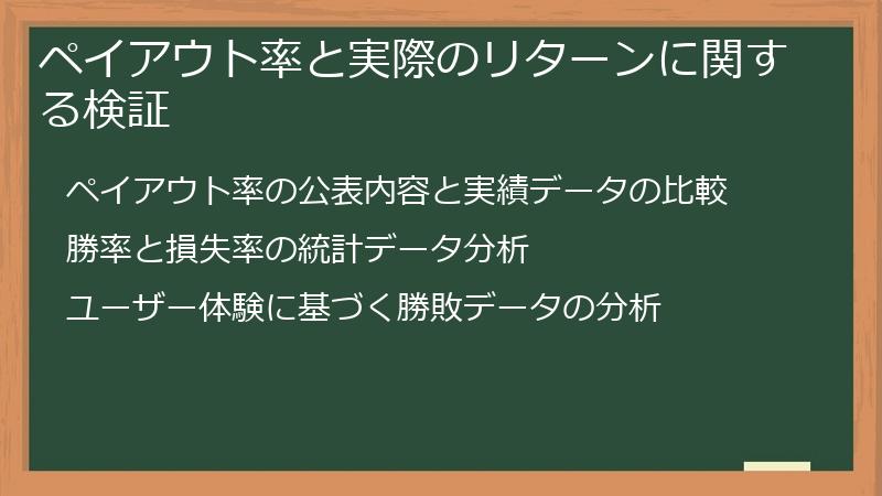 ペイアウト率と実際のリターンに関する検証