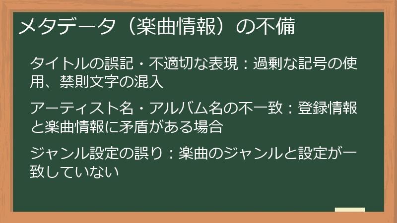メタデータ（楽曲情報）の不備