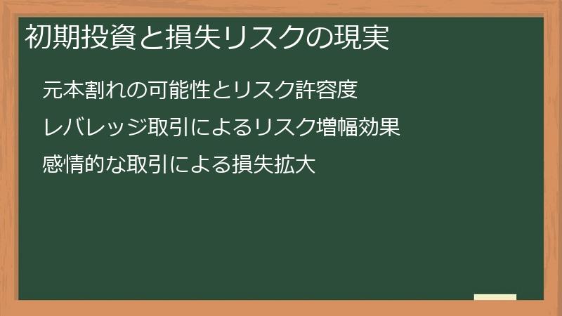 初期投資と損失リスクの現実