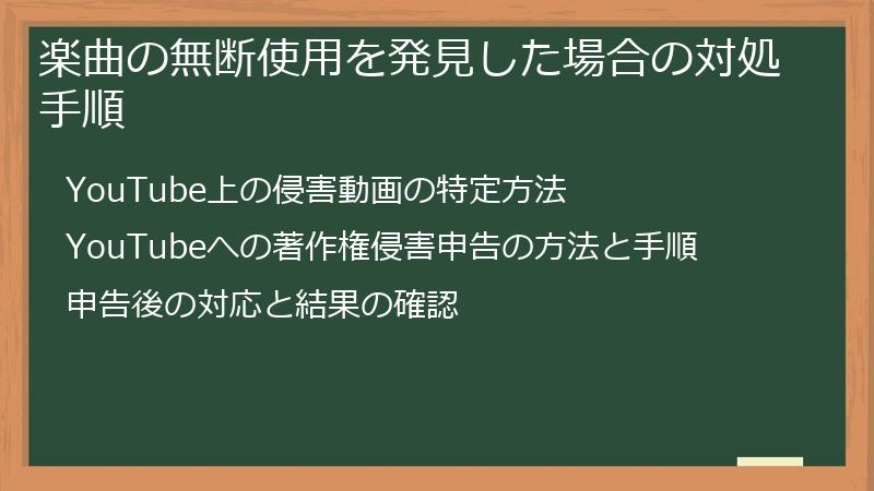 楽曲の無断使用を発見した場合の対処手順
