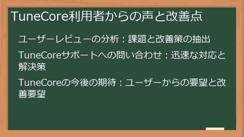 TuneCore利用者からの声と改善点