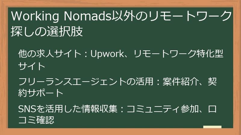 Working Nomads以外のリモートワーク探しの選択肢