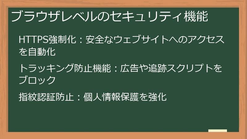 ブラウザレベルのセキュリティ機能