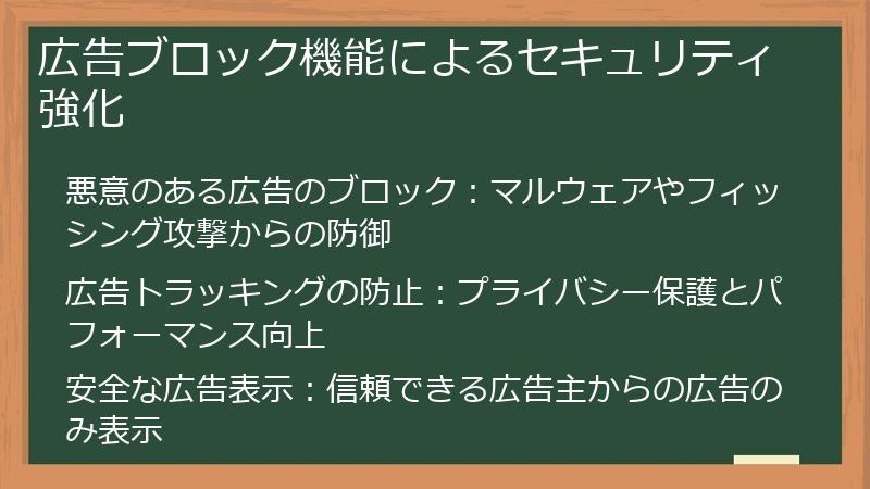 広告ブロック機能によるセキュリティ強化