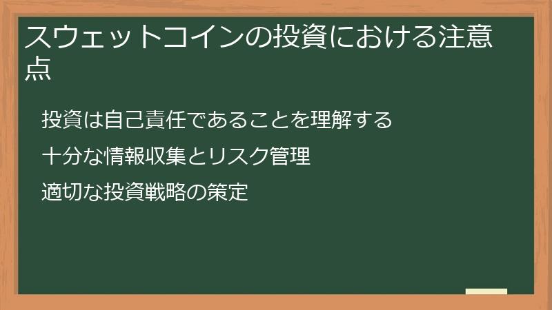 スウェットコインの投資における注意点