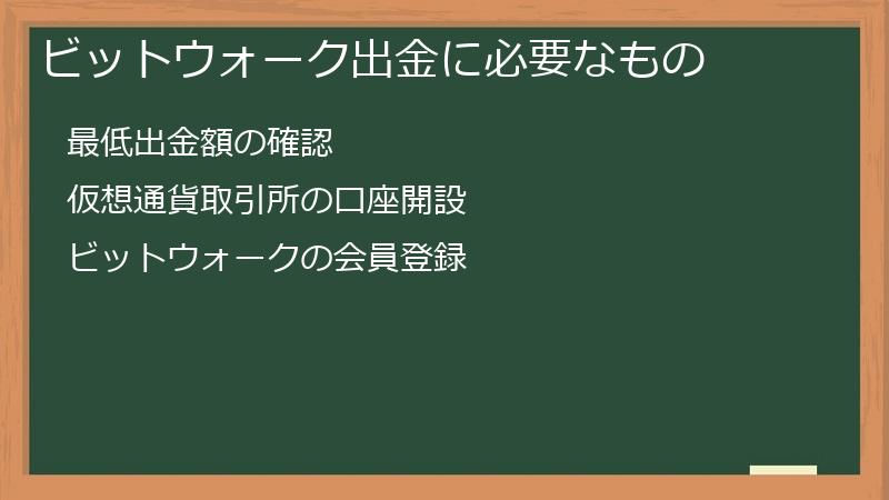 ビットウォーク出金に必要なもの