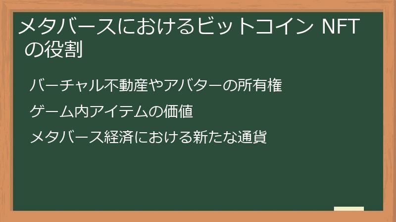 メタバースにおけるビットコイン NFT の役割