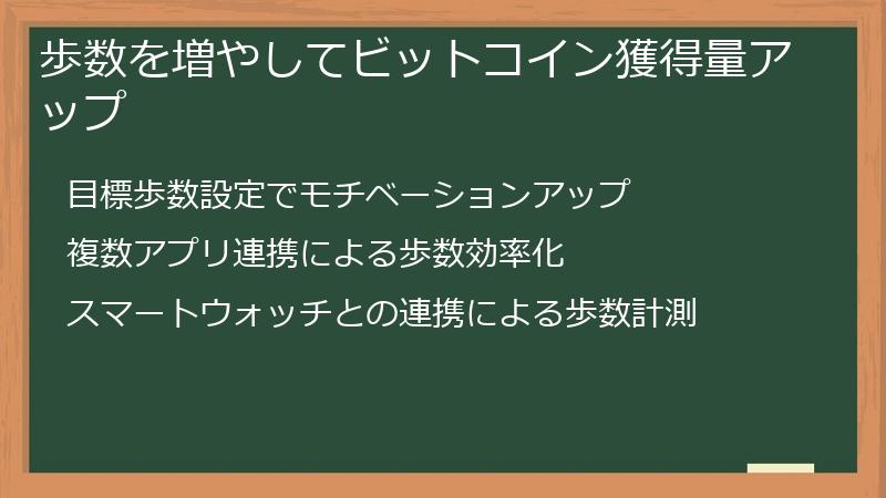 歩数を増やしてビットコイン獲得量アップ